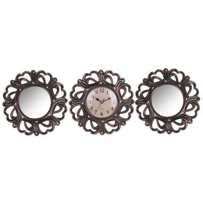 Часы настенные, серия: Интерьер, Лепнинас двумя зеркалами, бронза, 79х28 см