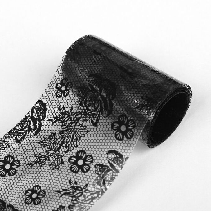 Переводная фольга для декора «Гипюр», 4 - 50 см, цвет прозрачный/чёрный