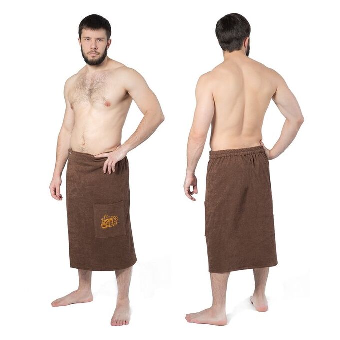 grand stil Килт(юбка) мужской махровый, с карманом, 70х150 коричневый