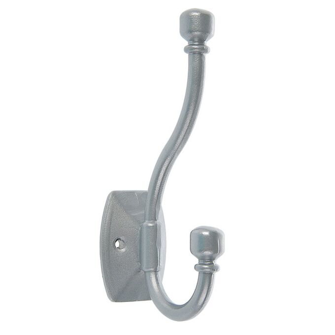 Крючок мебельный двухрожковый TUNDRA krep, КМ03SM, цвет серебристый металлик