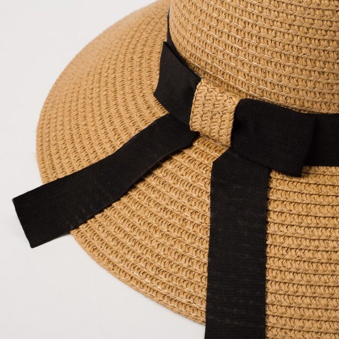 Шляпа женская MINAKU &quot;Summer joy&quot;, размер 56-58, цвет коричневый
