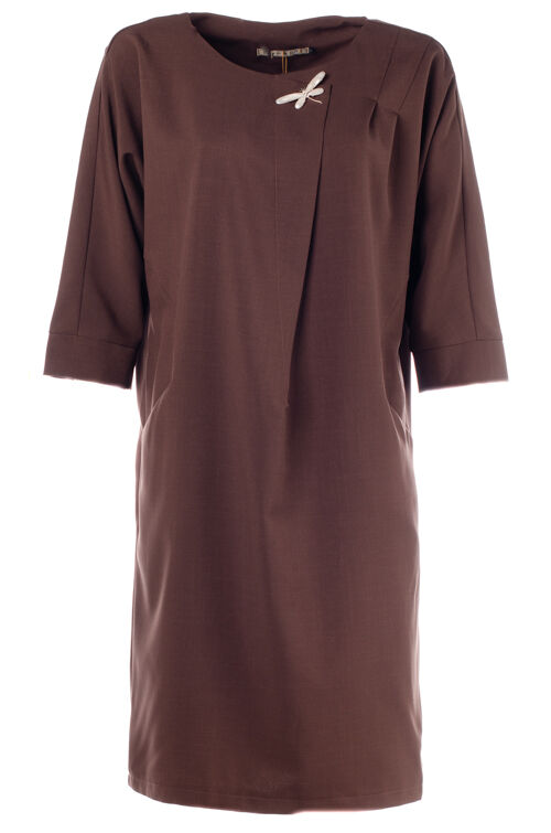 Женское платье миди коричневое 247485 размер 48