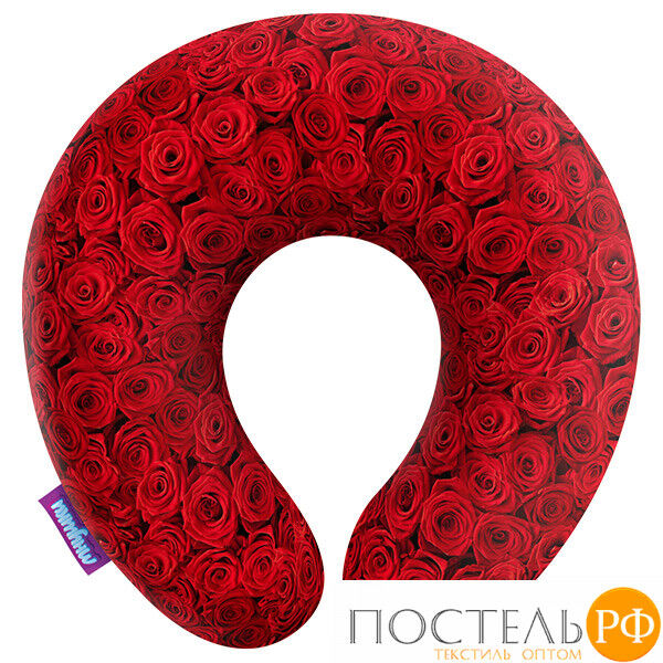 Подушка под шею «Чайные розы» (H2929C1701A005RD, 29х29, Красный, Кристалл, Микрогранулы полистирола)