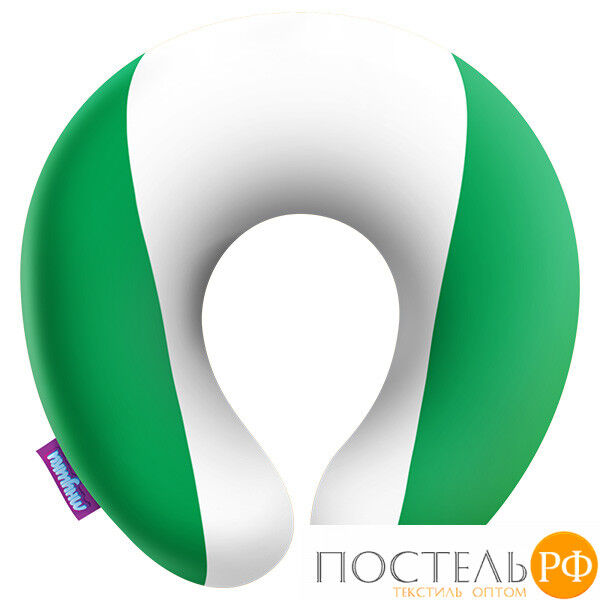 Подушка под шею «Флаги» (H3434C0103B025GR, 34х34, Нигерия, Зеленый, Бифлекс, Микрогранулы полистирола)
