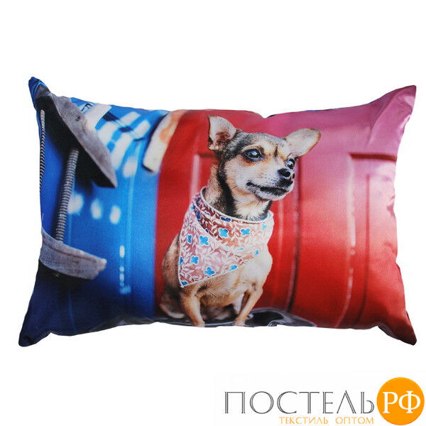 Подушка интерьерная Собаки (В0205, 35х55, 16, Разноцветный, Атлас, Холлофайбер)