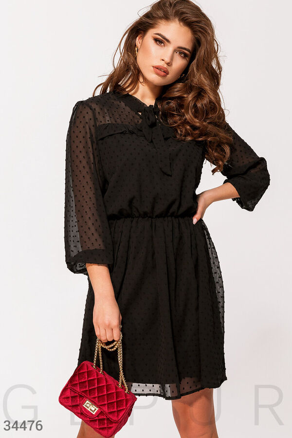 Gepur Невесомое платье черного цвета