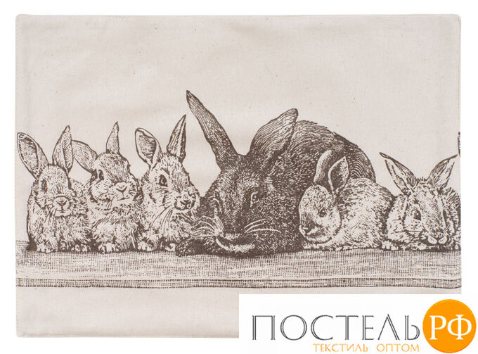 Полотенце «Семья Кроликов» рогожка наб. 45х60