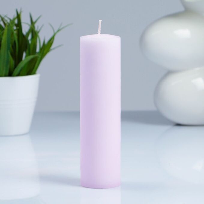 Свеча- цилиндр, парафиновая, светло-розовая, 4?15 см