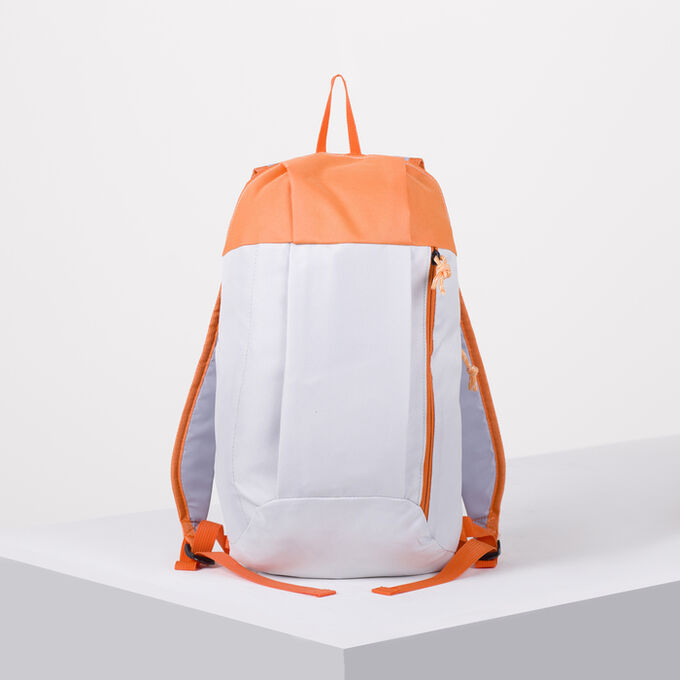 Рюкзак молодёжный, отдел на молнии, наружный карман, цвет оранжевый/белый
