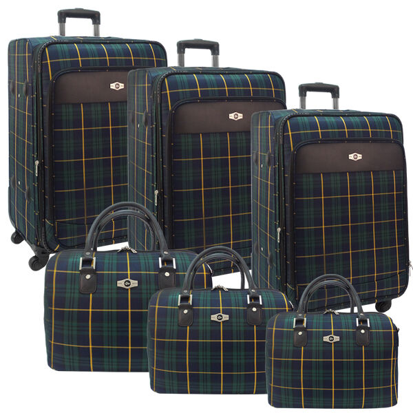 Комплект чемоданов Borgo Antico. 6093 blue-green komplekt. 4 съёмных колеса.