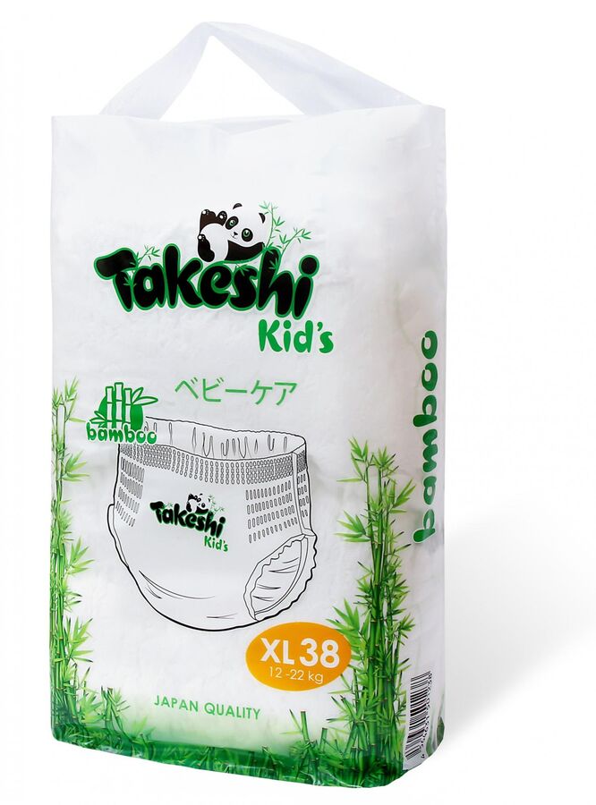 Takeshi Kid&#039;s Подгузники-трусики для детей бамбуковые XL (12-22 кг) 38 шт 1/4 501238