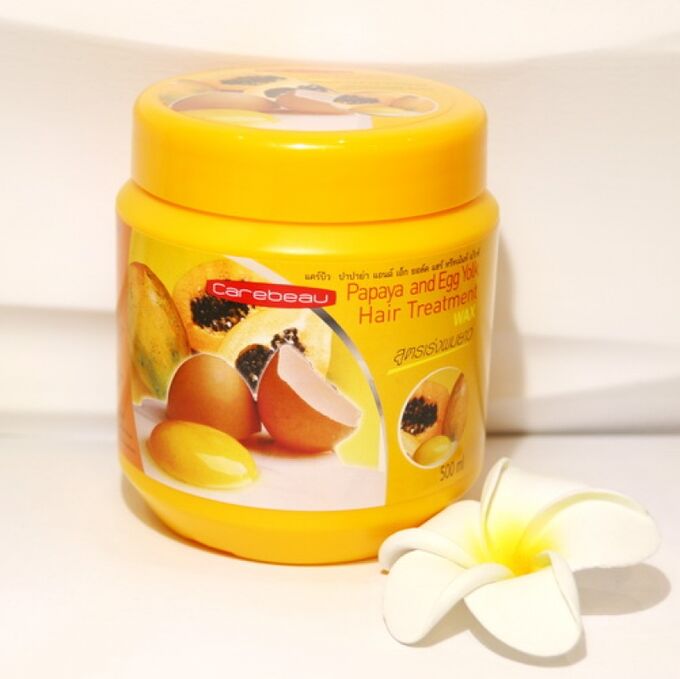 Маска для волос Carebeau Papaya and Egg Yolk Hair Treatment с папайей и яичным желтком 500 g.