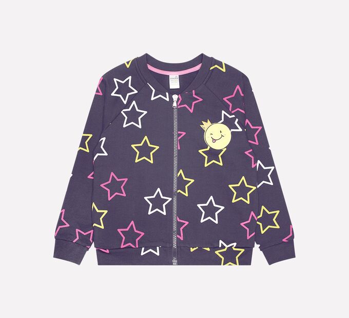 Куртка для девочки Crockid К 300736 темно-серый, звезды к1240