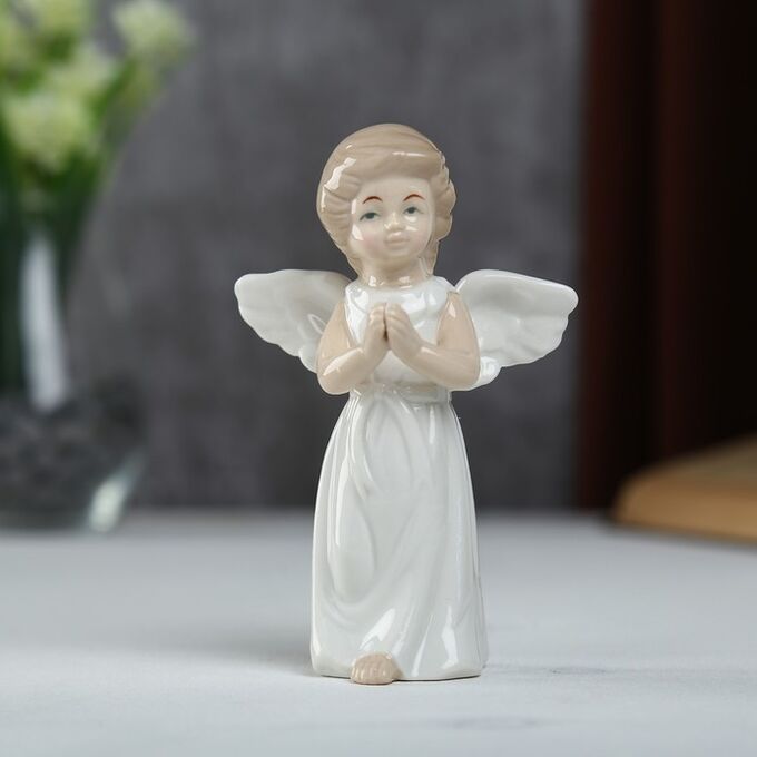 Сувенир керамика &quot;Ангел в белом платьице молитва&quot; 14х5х8,5 см