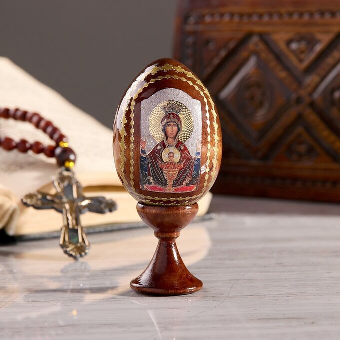 Сувенир Яйцо на подставке икона &quot;Божья Матерь Неупиваемая чаша&quot;