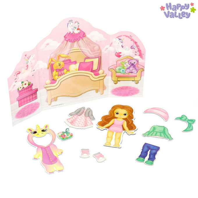 Happy Valley Магнитный набор с куклой, фоном и наклейками «Малышка Полли»