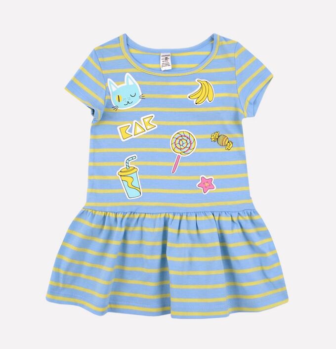 Платье для девочки Crockid К 5490 светло-желтый, голубой полоска