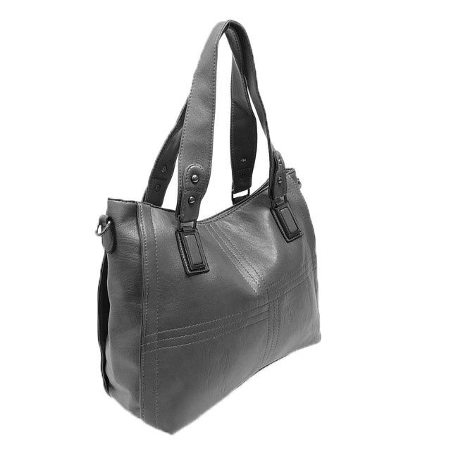 Классическая сумка оверсайз Taira из эко-кожи графитового цвета формата А4.