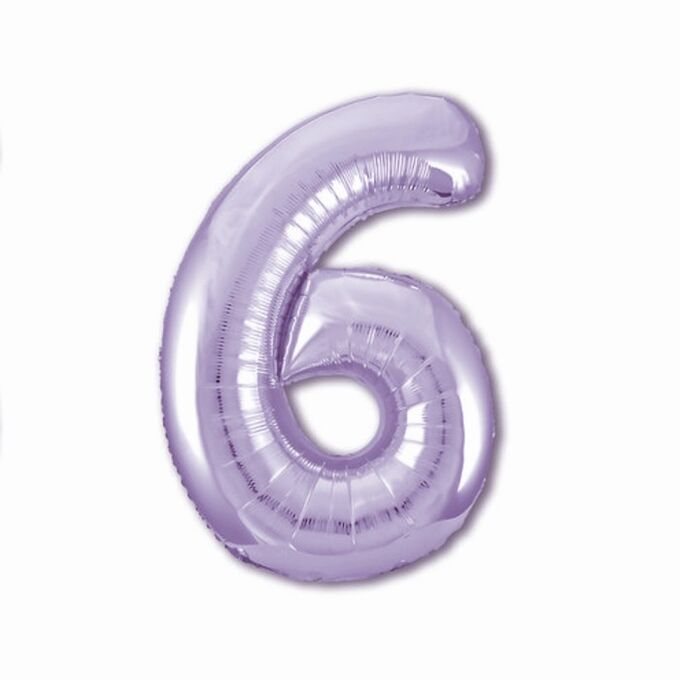 Шар фольгированный 40&quot; «Цифра 6», цвет пастельный фиолетовый Slim