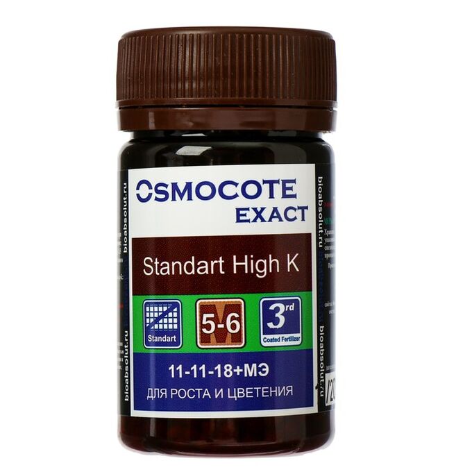 Yдoбpeниe Osmocote Exact Standard High K 5-6 мecяцeв 11-11-18 + 1,5 MgO+МЭ, гpaнyлы, 50 мл