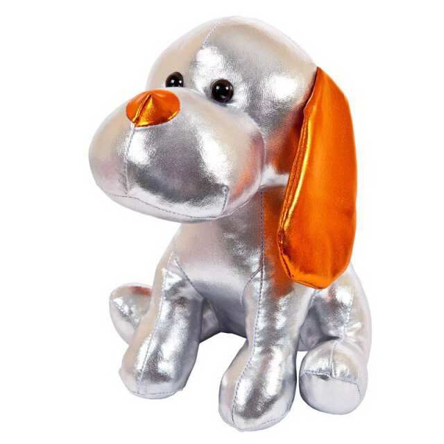 Металлик. Собака серебристая, 17 см. игрушка мягкая506