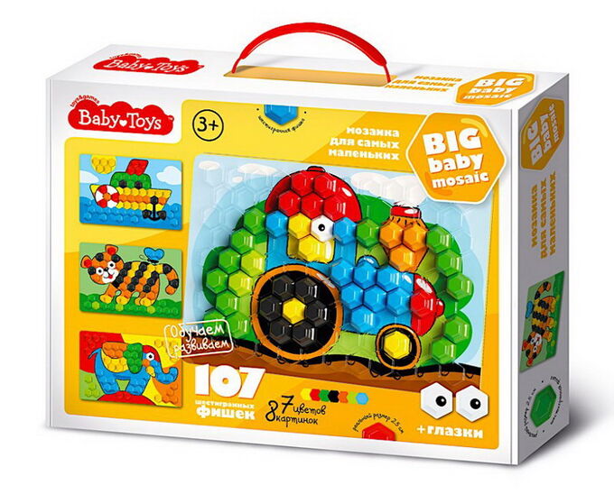 Мозаика для самых маленьких Трактор d2,5/7 цв/107 эл BABY TOYS34