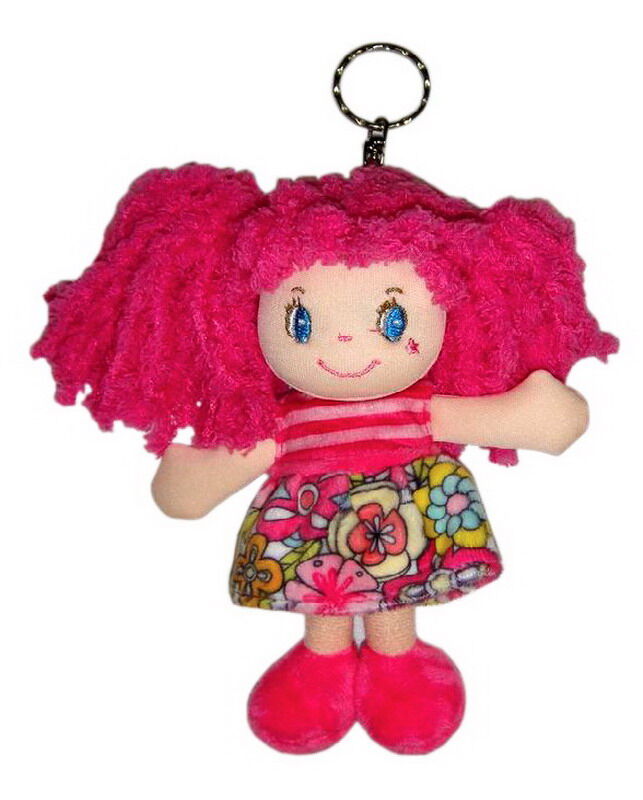 M6009 Кукла ABtoys Мягкое сердце, с розовыми волосами в розовом платье, на брелке, мягконабивная, 15 см