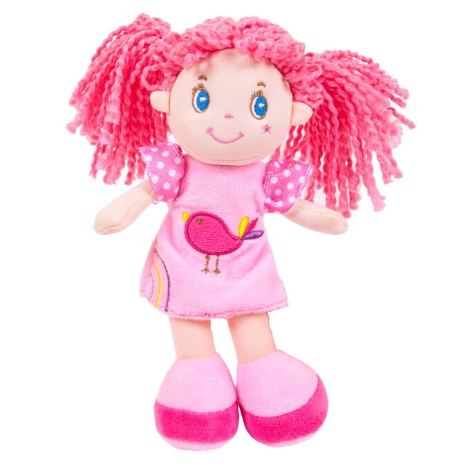 M6010 Кукла ABtoys Мягкое сердце, с розовыми волосами в розовом платье, мягконабивная, 20 см