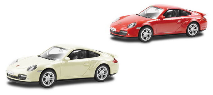 444010 Машинка металлическая Uni-Fortune RMZ City 1:43 Porsche 911 Turbo, без механизмов, 2 цвета (красный/белый)