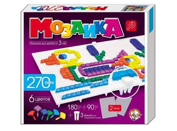 Мозаика фигурная 6 цветов 270 шт/ 2 поля36