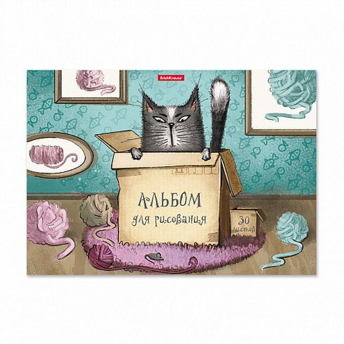 Альбом для рисования А4 30 листов ErichKrause Cat &amp; Box, клеевое скрепление22
