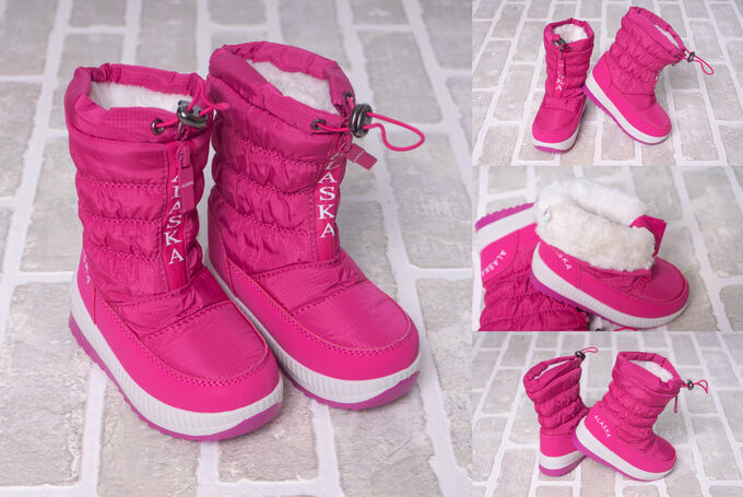 Обувь детская 1107-6 Сапоги &quot;Дутики-Надпись Молния&quot; Розовые