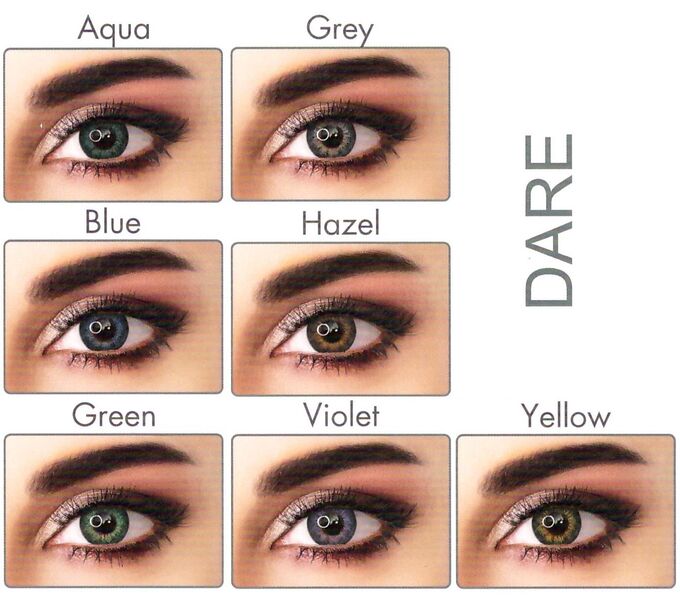 Перекрывающие цветные контактные линзы (EyeMed) ADORE DIOPTR Линейка DARE (2 линзы)