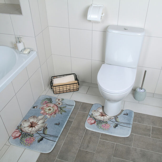 Набор ковриков для ванны и туалета  «Весна», 2 шт: 40?45, 45?75 см