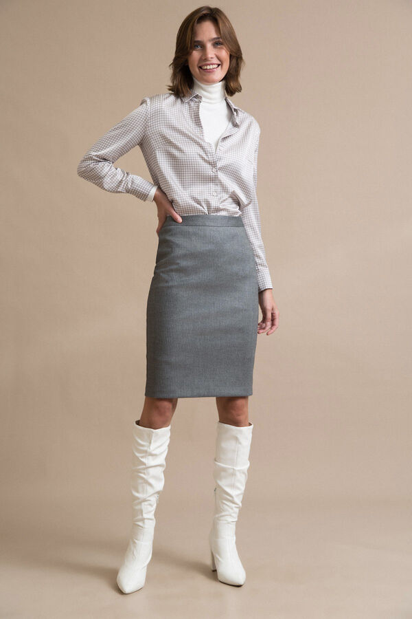 Купить юбку и блузку. S773/Care юбка емка. Светло-серая классическая юбка. Emka Grey skirt.