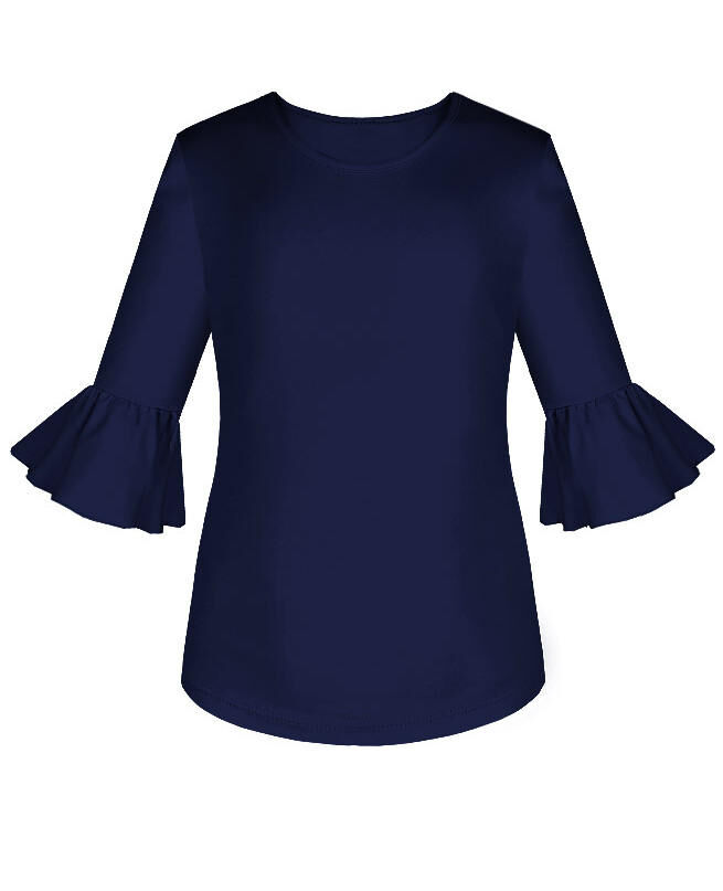 Блузка для девочки с воланами Цвет: тёмно-синий