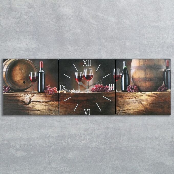 Часы настенные, серия: Интерьер, модульные &quot;Вино&quot;, 35х110  см, микс