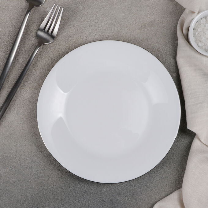 Тарелка десертная «Сильвер», 20?1,5 см, цвет ободка серебряный