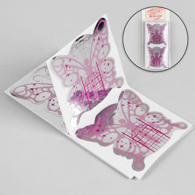 Формы для ногтей «Бабочка», 20 шт, цвет фиолетовый/серебристый