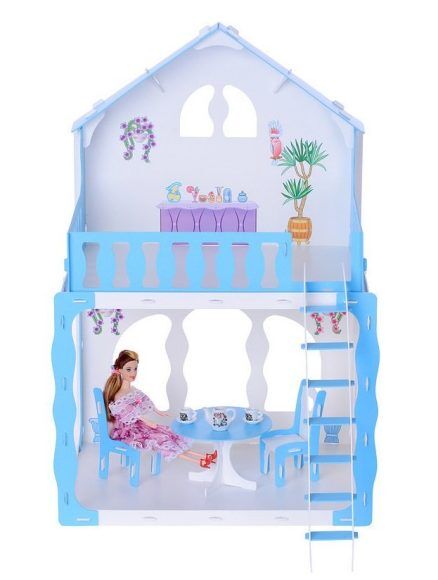 Домик для кукол &quot;Дом Марина&quot; бело-голубой (с мебелью) KRASATOYS 000266