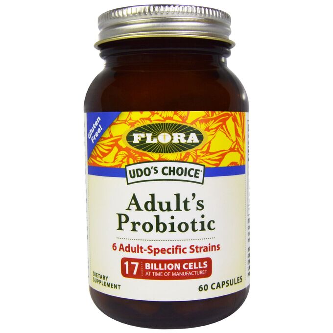 Flora, Udo&amp;#x27 - s Choice, Adult&amp;#x27 - s Probiotic, 60 капсул