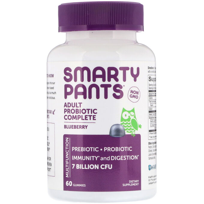 SmartyPants, Комплекс пробиотиков для взрослых, голубика, 60 жевательных таблеток