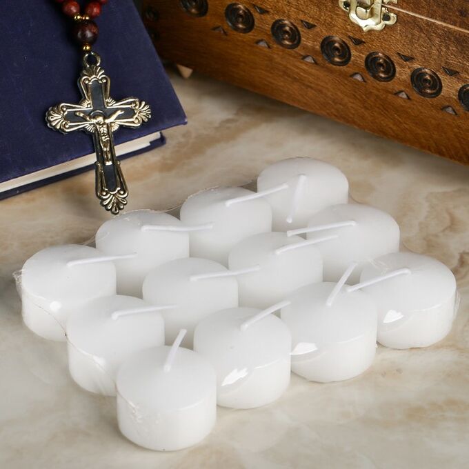 СИМА-ЛЕНД Кассета свечей парафиновых для могильных подсвечников, упаковка 12 штук
