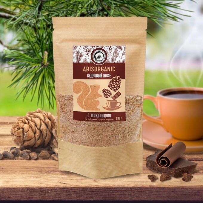 Кедровый кофе Abisorganic с шоколадом без сахара и кофеина