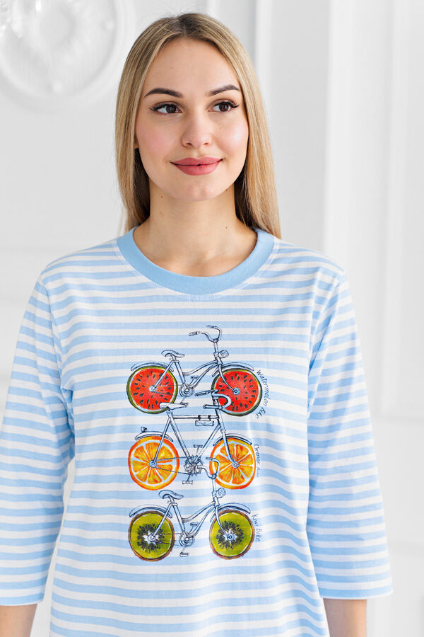 Сорочка из кулирки с длинным рукавом Fruits&amp;bikes голубой