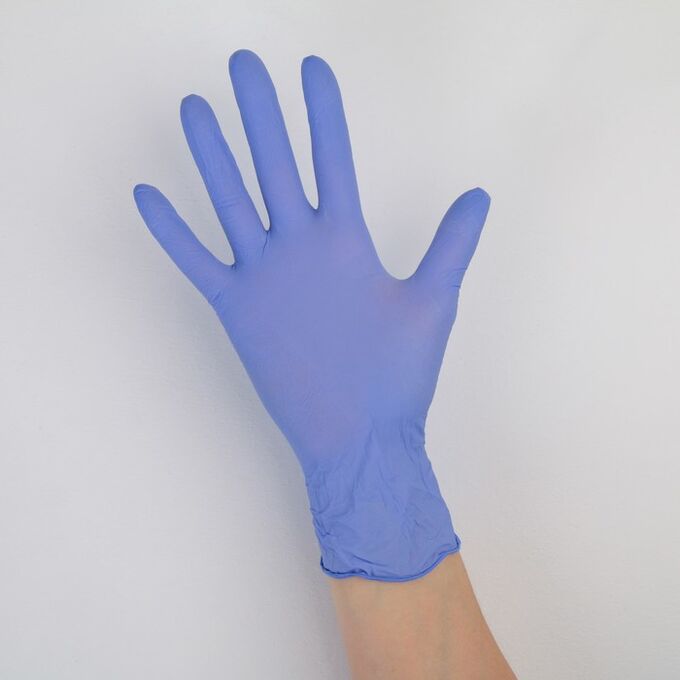 Перчатки нитриловые текстурированные на пальцах, размер L, &quot;Стандарт&quot;, 7 гр, 100 шт/уп, цвет фиолетовый