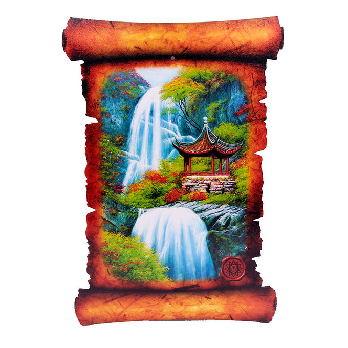 Картина объемная Пагода у водопада 42,5 х 29,5см ХДФ
