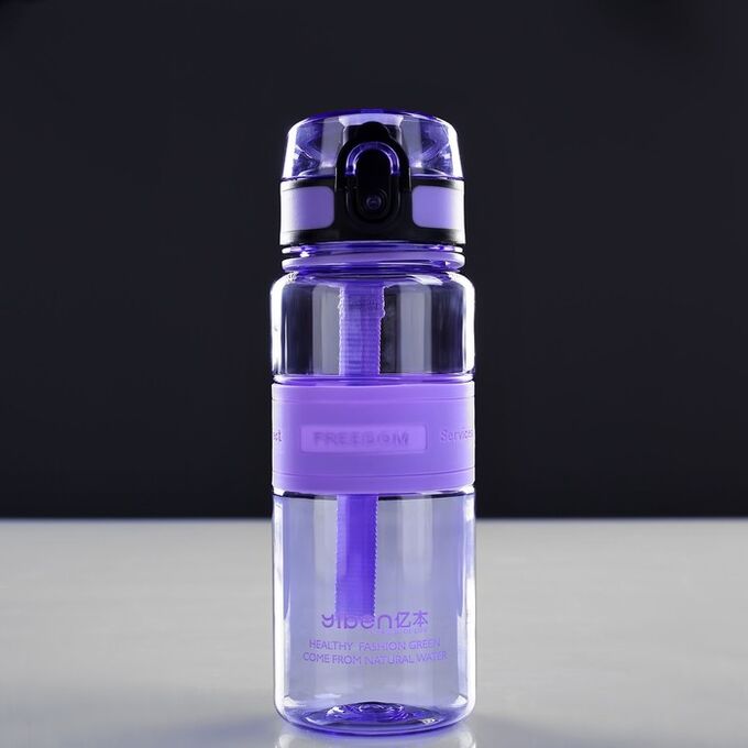 Бутылка для воды &quot;Freedom&quot;, 480 мл, вставка резиновая, на шнурке, микс, 6.5х6.5х20 см