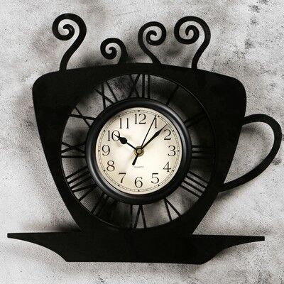 Часы настенные, серия: Кухня, &quot;Кофейная чашка&quot; черные, 31х33 см