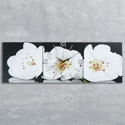 Часы настенные, серия: Цветы, модульные Белые орхидеи, 35х110 см, микс